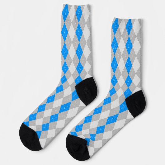 Sokken AQUA BLUE & GRAY Argyle Pattern (Links)