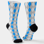 Sokken AQUA BLUE & GRAY Argyle Pattern (Gebogen)