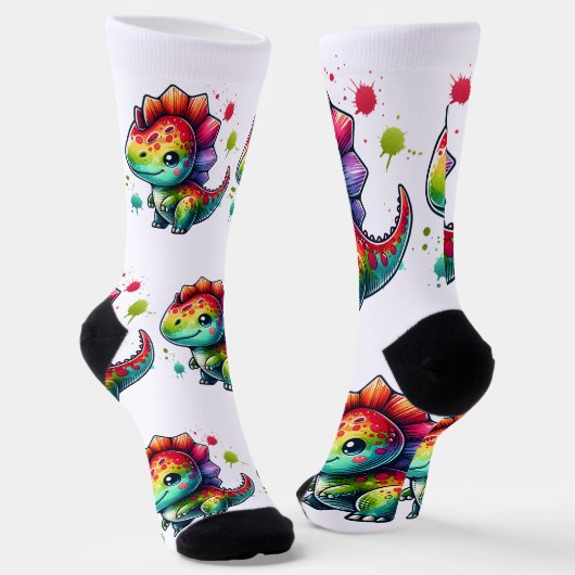 Sokken Design – Schattigee dinosaurus (Gebogen)