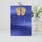 Sokken Drift Gold Royal Blue Baby shower Feet Kaart (Staand voorkant)