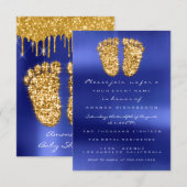 Sokken Drift Gold Royal Blue Baby shower Feet Kaart (Voorkant / Achterkant)
