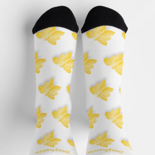 Sokken Geel Vlinderontwerp (Top)