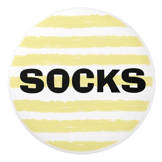 Sokken geel witte Waterverf strepen Keramische Knop (Voorkant)
