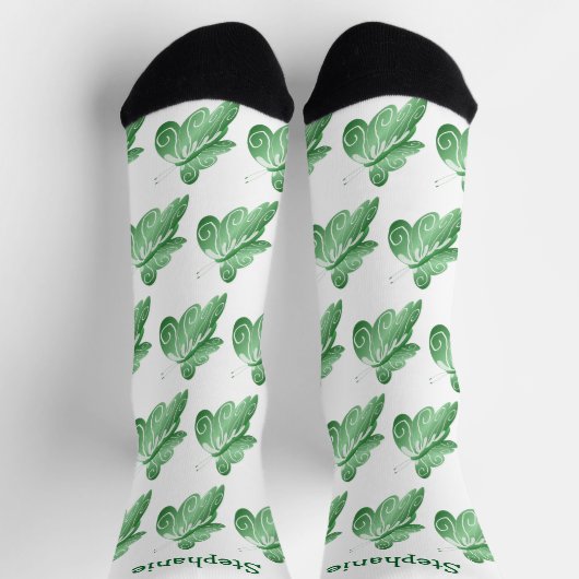 Sokken Green Butterfly Design (Top)