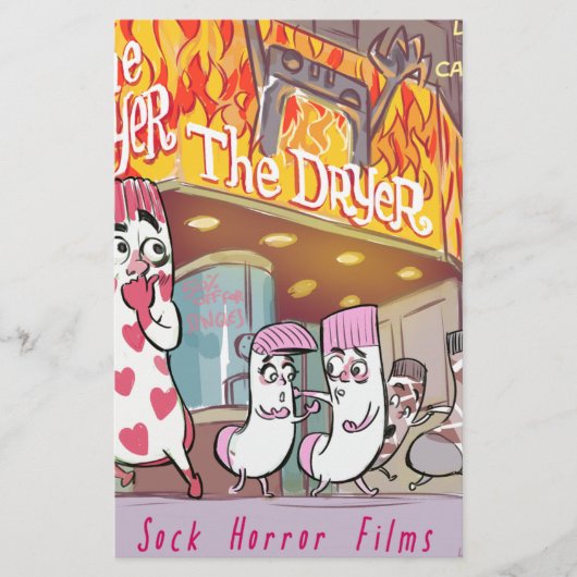 Sokken Horror Films De Droger Komisch Briefpapier (Voorkant)