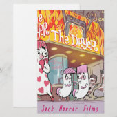 Sokken Horror Films De Droger Komisch Briefpapier (Voorkant / Achterkant)