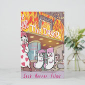 Sokken Horror Films De Droger Komisch Briefpapier (Staand voorkant)