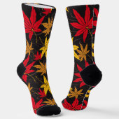 Sokken JAPANESE MAPLE LEAF (BLACK) (Gebogen)