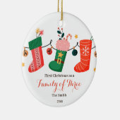 Sokken Kerstmis als een gezin van drie jaar Keramisch Ornament (Rechts)