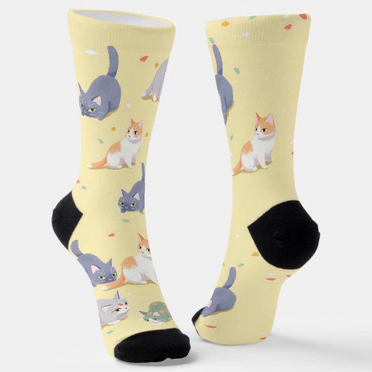 Sokken met Cute Cat-patroon (Gebogen)