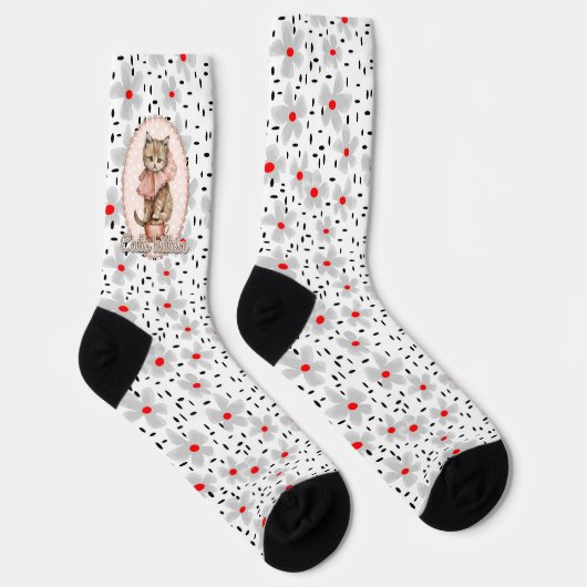 sokken met de applicatie van een klein kitten (Rechts)