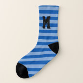 Sokken met op maat gemaakt monogram en blauw vet s (Links - buitenkant)