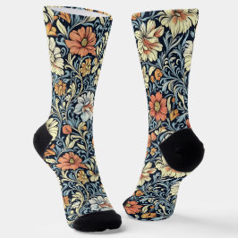 Sokken met vintage-blauwe botanische print