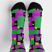 Sokken met zwarte groene en magenta geometrische k (Top)