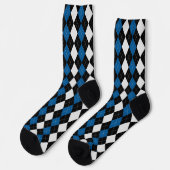 Sokken OCEAN BLUE & BLACK Argyle Pattern (Links)