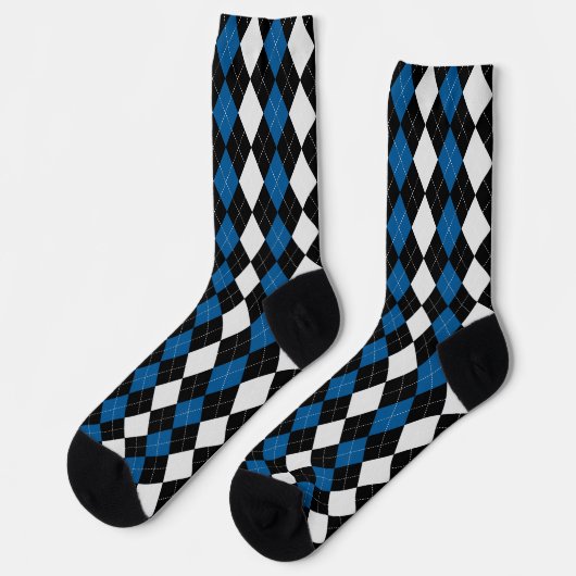 Sokken OCEAN BLUE & BLACK Argyle Pattern (Links)