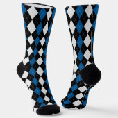 Sokken OCEAN BLUE & BLACK Argyle Pattern (Gebogen)
