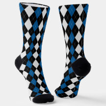 Sokken OCEAN BLUE & BLACK Argyle Pattern