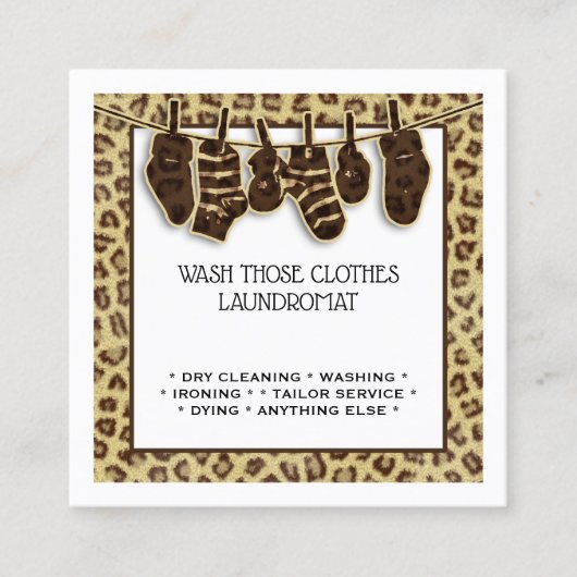 sokken op wasgoed voor dierlijke afdruk vierkante visitekaartje (Voorkant)