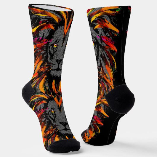 Sokken | Oranje donkere leeuwen Sokken (Gebogen)