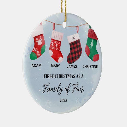 Sokken Ornament kerst als een gezin van vier (Rechts)