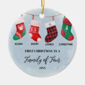 Sokken Ornament kerst als een gezin van vier (Voorkant)