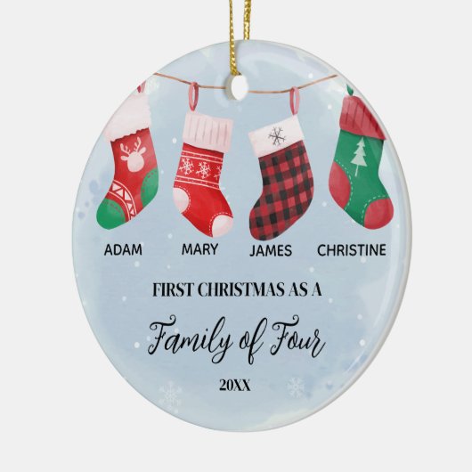 Sokken Ornament kerst als een gezin van vier (Links)