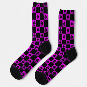 Sokken Pink Black Checkerboard QoS