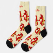 Sokken Rood Draak Design (Links)