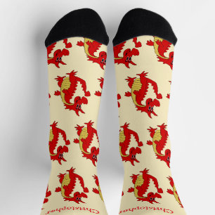 Sokken Rood Draak Design