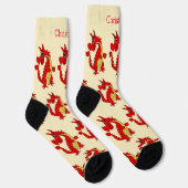 Sokken Rood Draak Design (Rechts)
