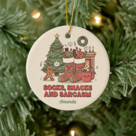 Sokken Snacks en Sarcastische Grappige Kerst Ornam Keramisch Ornament