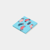 Sokken voor kerstinslag op blauwe achtergrond post-it® notes (Schuin)