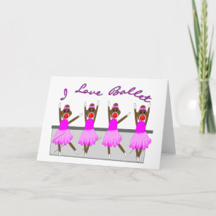 sokkenaap "I LOVE BALLET" Kaart