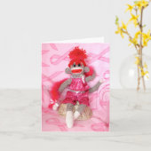 Sokkenapen voor de Actie Roze Denise Kaart (Gele Bloem)