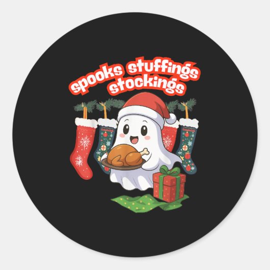 Soks, Stuffings, &amp; Stockings, Soky Ghost Chris Ronde Sticker (Voorkant)