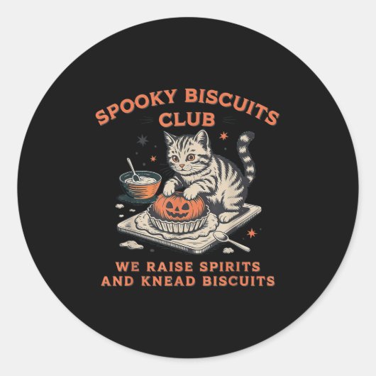 Soky Biscuits Club Cat, Halloween Bakken Ronde Sticker (Voorkant)