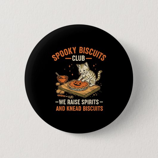 Soky Biscuits Club Funny Halloween Cat Baking Ronde Button 5,7 Cm (Voorkant)