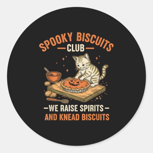 Soky Biscuits Club Grappig Halloween Kattenbakken Ronde Sticker (Voorkant)