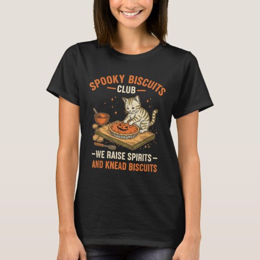 Soky Biscuits Club Grappig Halloween Kattenbakken T-shirt (Voorkant)