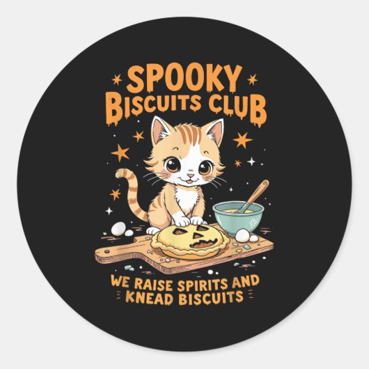 Soky Biscuits Club Kat Grappig Halloween Bakken Ronde Sticker (Voorkant)