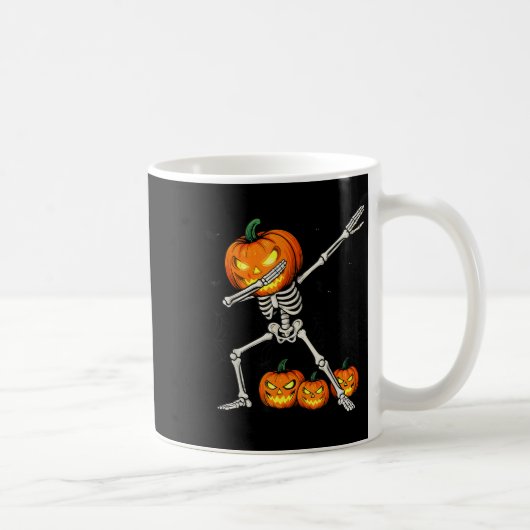 Soky Dabbing Pumpkin Head Skeleton Halloween Skele Koffiemok (Rechts)