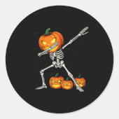Soky Dabbing Pumpkin Head Skeleton Halloween Skele Ronde Sticker (Voorkant)