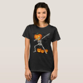 Soky Dabbing Pumpkin Head Skeleton Halloween Skele T-shirt (Voorkant volledig)