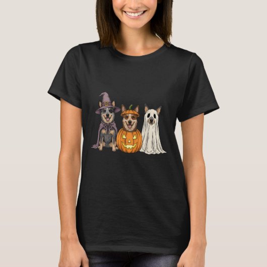 Soky Ghost Blue Heeler Pumpkin Halloween Dog Lover T-shirt (Voorkant)