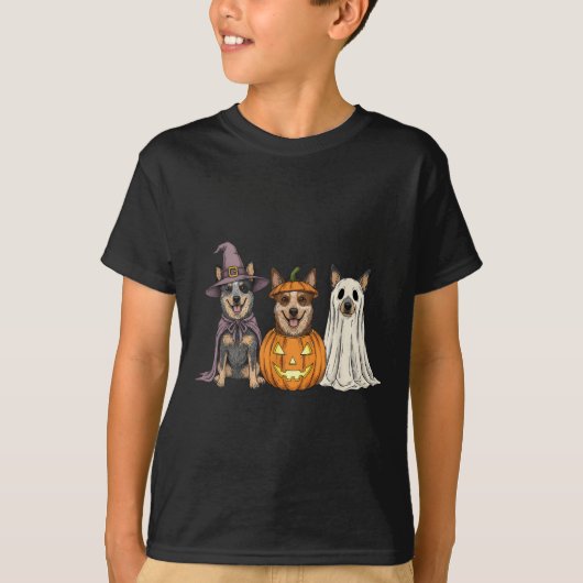 Soky Ghost Blue Heeler Pumpkin Halloween Dog Lover T-shirt (Voorkant)