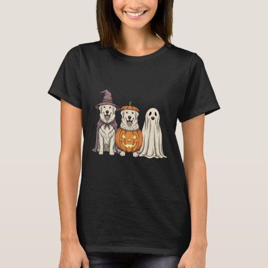 Soky Ghost Great Pyrenees Pumpkin Halloween Dog Lo T-shirt (Voorkant)