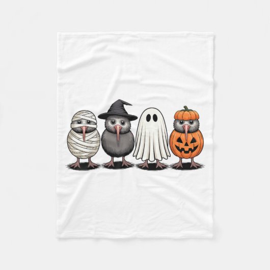 Soky Ghost Kiwi Bird Pumpkin Halloween Skeleton  Fleece Deken (Voorkant)