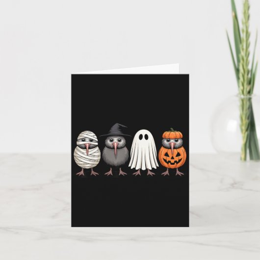 Soky Ghost Kiwi Bird Pumpkin Halloween Skeleton  Kaart (Voorkant)