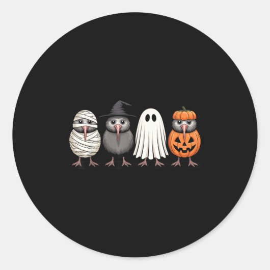 Soky Ghost Kiwi Bird Pumpkin Halloween Skeleton  Ronde Sticker (Voorkant)